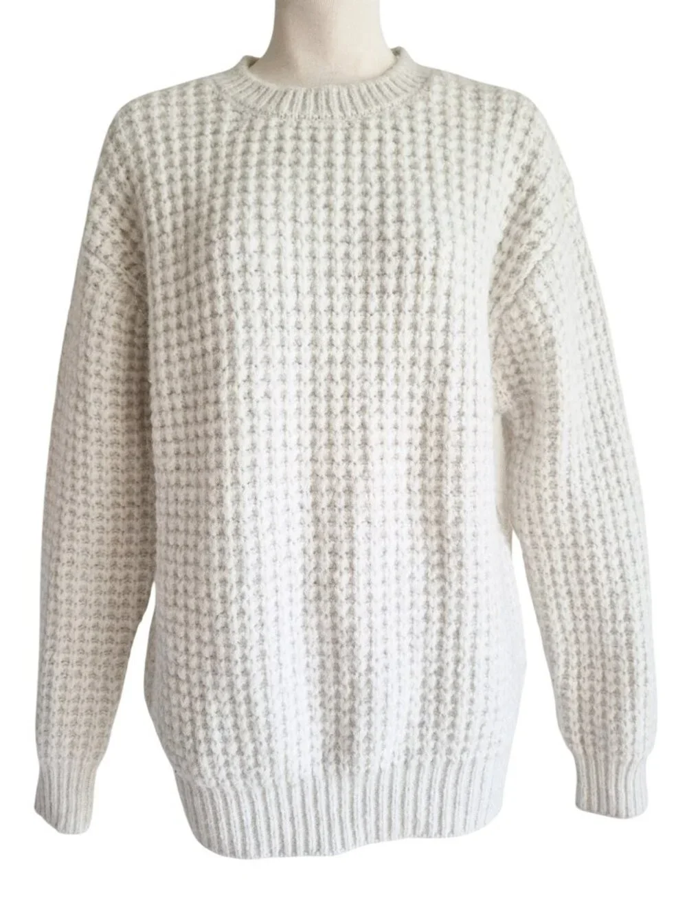 Zara Alpaca Blend Sweater Chunky Fuzzy Oversized Off White Color Size S